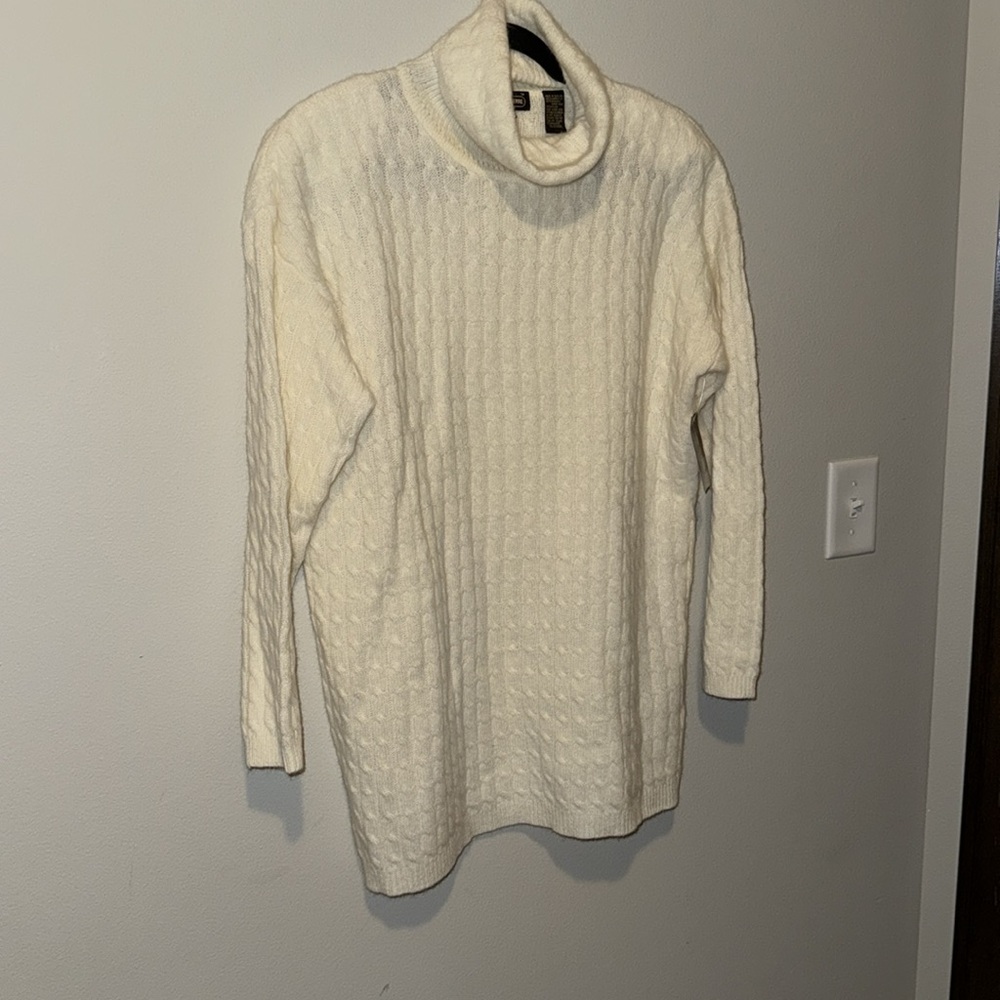 Vintage 80s cable knit sweater NWT by Jeanne Pierre, cream. Large. 60% lambswool - Picture 6 of 10